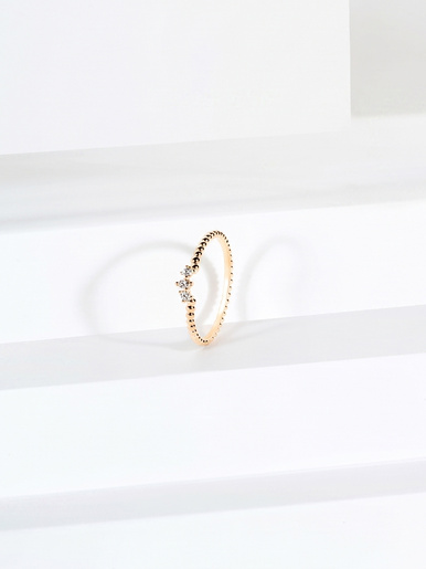 Bague perlée plaquée or zirconium