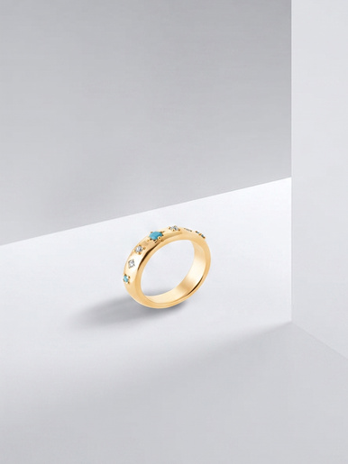 Bague oxyde de zirconium et turquoise