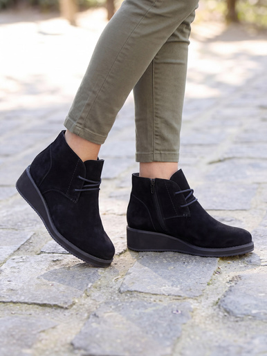 Bottines compensées cuir velours