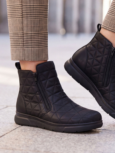 Boots en cuir à double zip