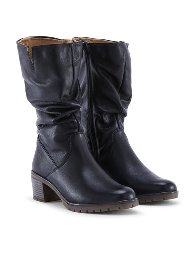 Bottines froncées à zip et talon
