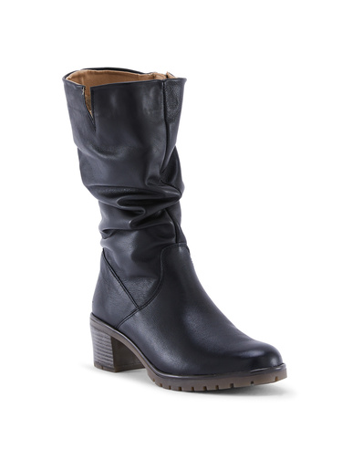 Bottines froncées à zip et talon