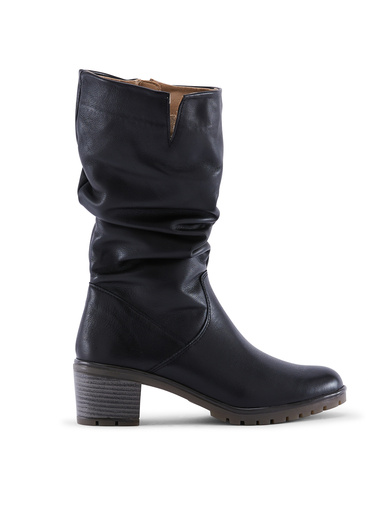 Bottines froncées à zip et talon