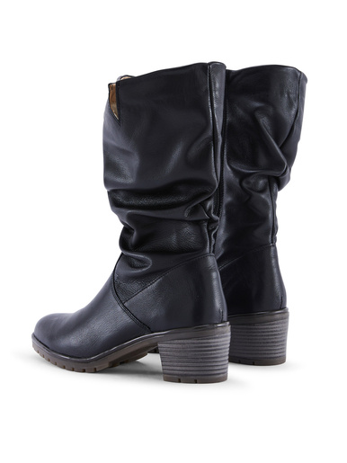 Bottines froncées à zip et talon