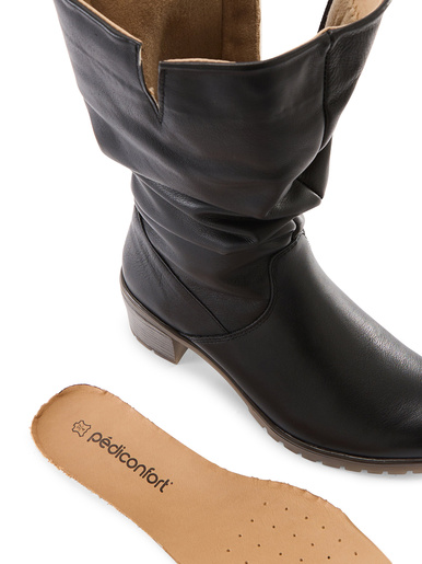 Bottines froncées à zip et talon