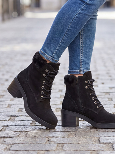 Bottines à lacets et zip côté