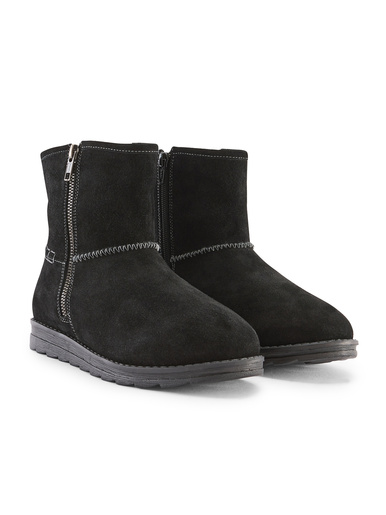 Bottines zippées cuir velours