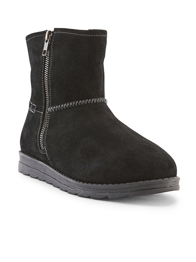 Bottines zippées cuir velours