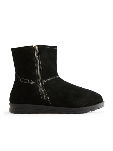 Bottines zippées cuir velours