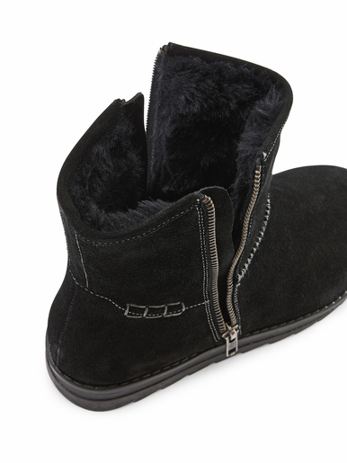 Bottines zippées cuir velours