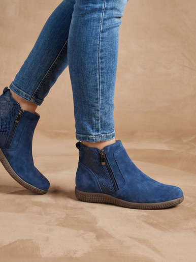 Bottines zippées cuir velours