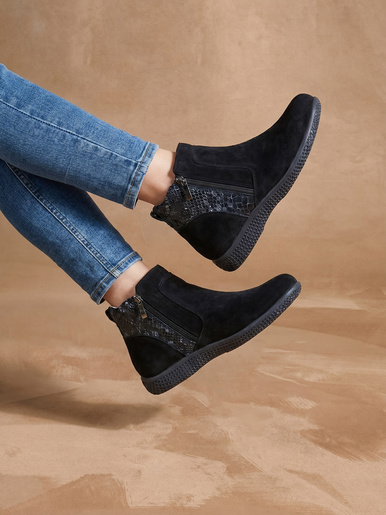 Bottines zippées cuir velours