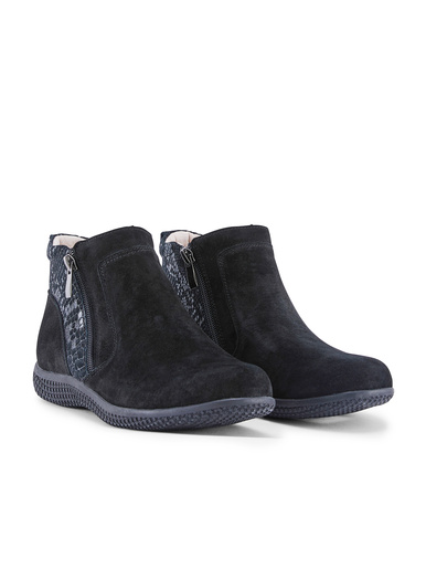 Bottines zippées cuir velours