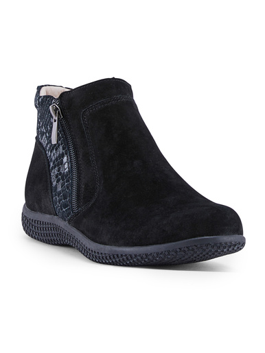 Bottines zippées cuir velours