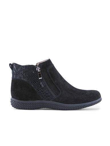 Bottines zippées cuir velours