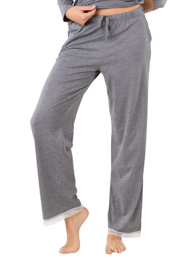 Pyjama Graphic Dentelle - Athéna - Gris anthracite