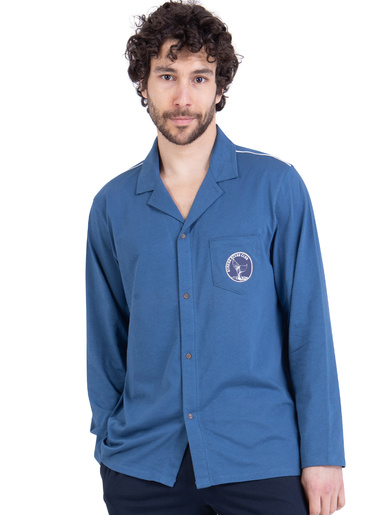 Pyjama rayures Ocean Club - Athéna - Bleu lavande/marine