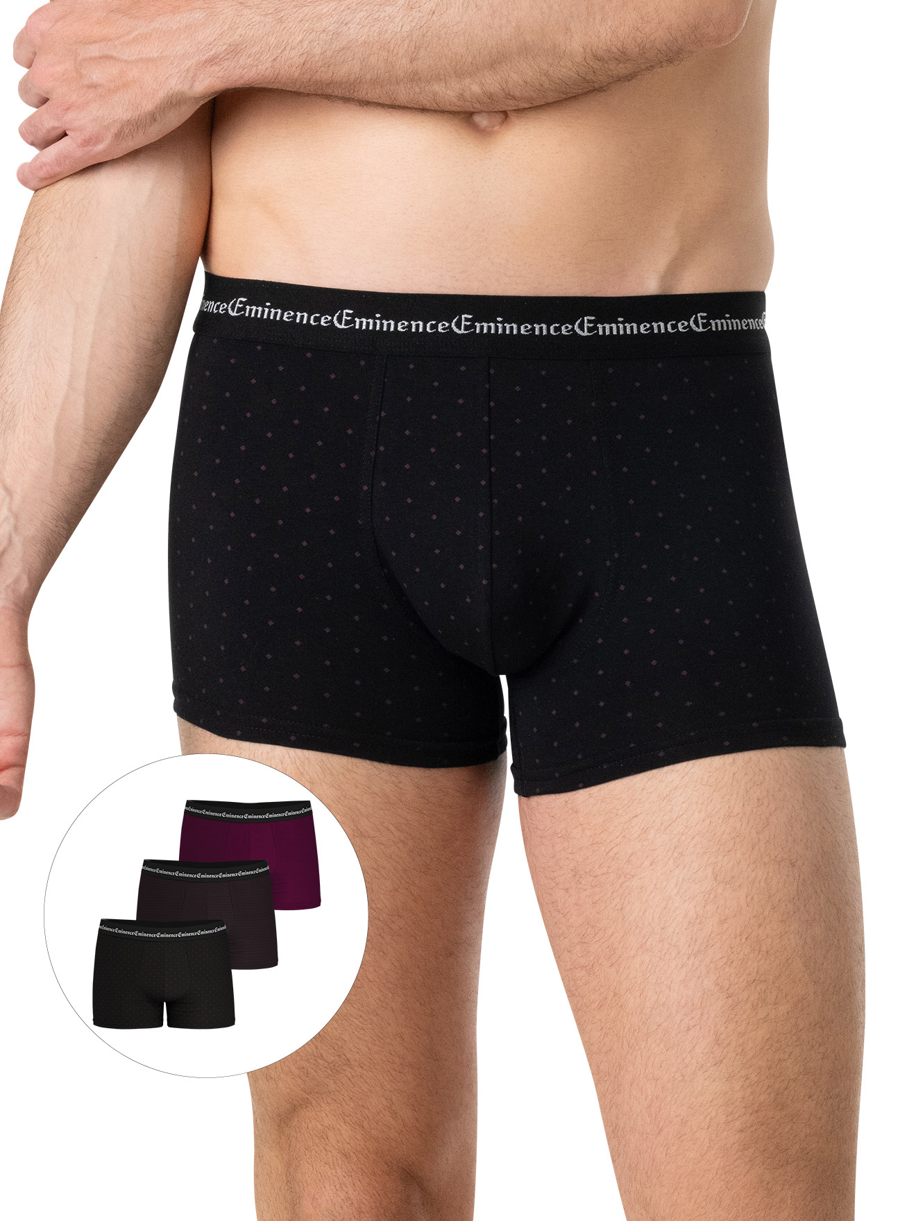 Lot de 3 boxers Business Print - Eminence - Prune