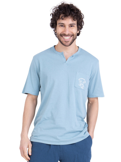 Pyjacourt Easy Coton - Athéna - Haut bleu gris / bas marine