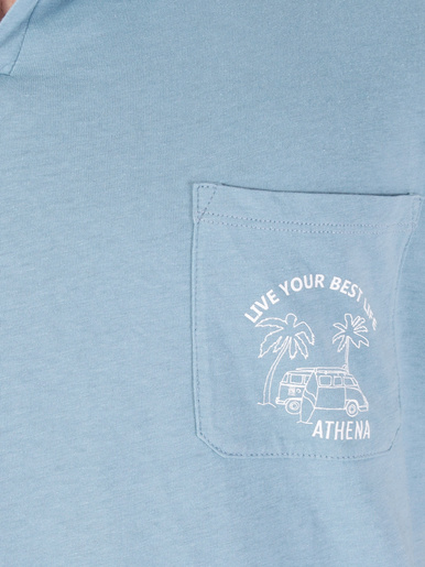 Pyjacourt Easy Coton - Athéna - Haut bleu gris / bas marine