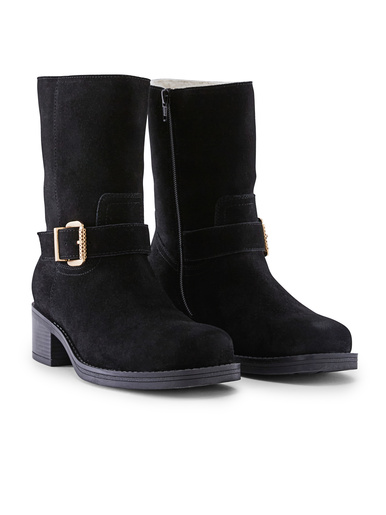 Bottines zippées en cuir velours
