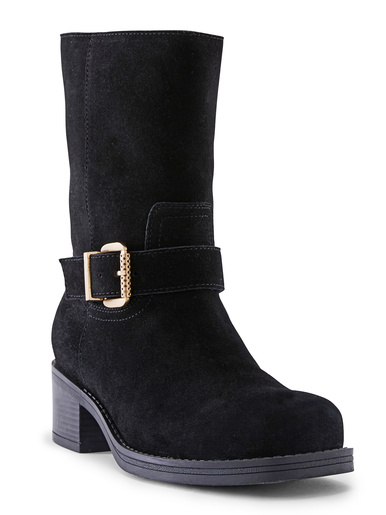 Bottines zippées en cuir velours