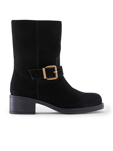 Bottines zippées en cuir velours
