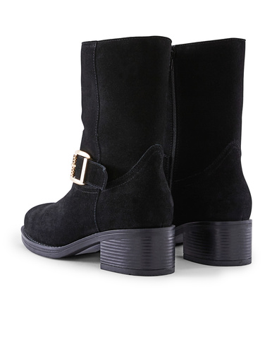 Bottines zippées en cuir velours