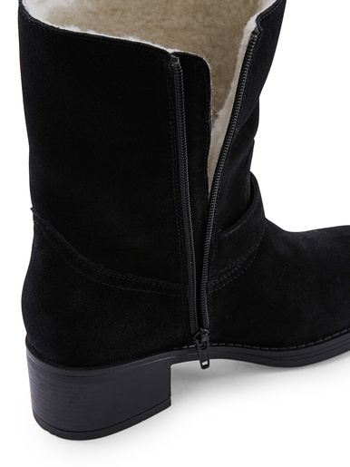 Bottines zippées en cuir velours