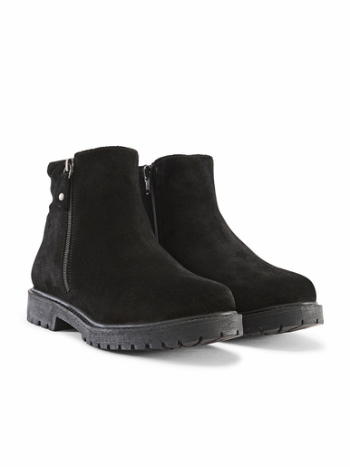 Boots en cuir velours fourrées à zip