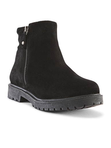 Boots en cuir velours fourrées à zip