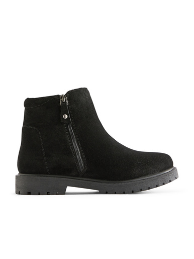 Boots en cuir velours fourrées à zip
