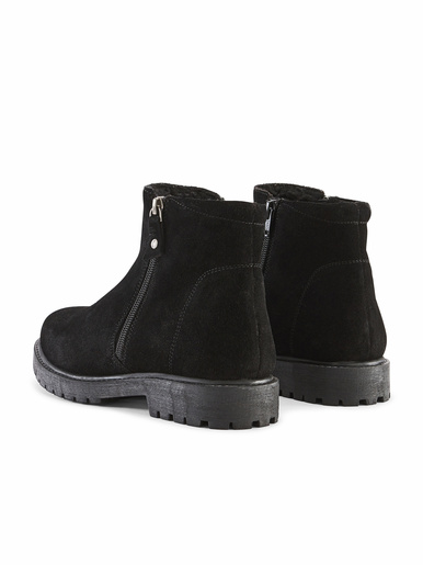 Boots en cuir velours fourrées à zip