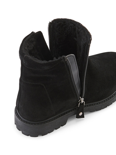 Boots en cuir velours fourrées à zip